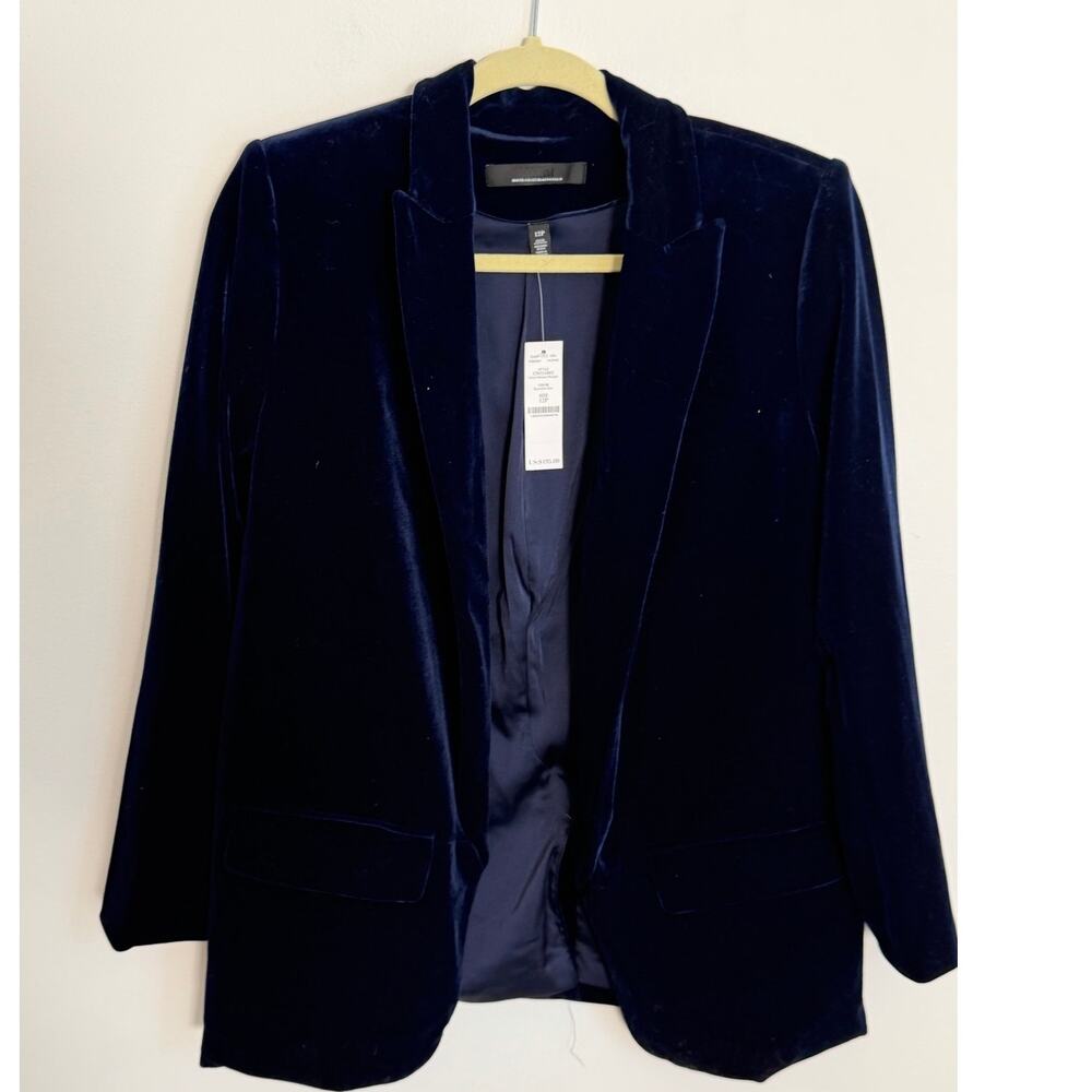 WHBM Velvet Relaxed Dark Blue Blazer NWT size 12P $195
